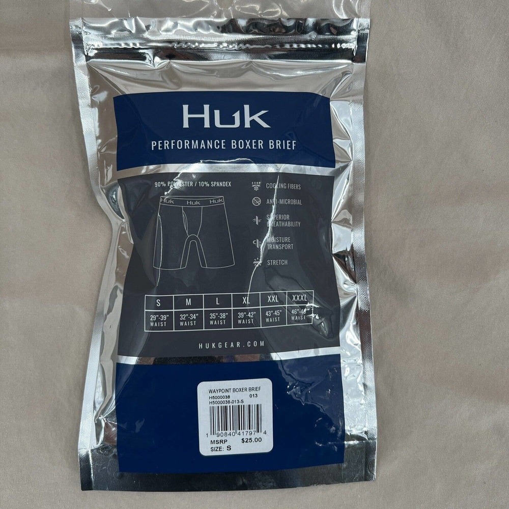 HUK Boxer Brief Mens Small Grey Performance Cooling Breathable Stretch Fishing - Picture 3 of 5